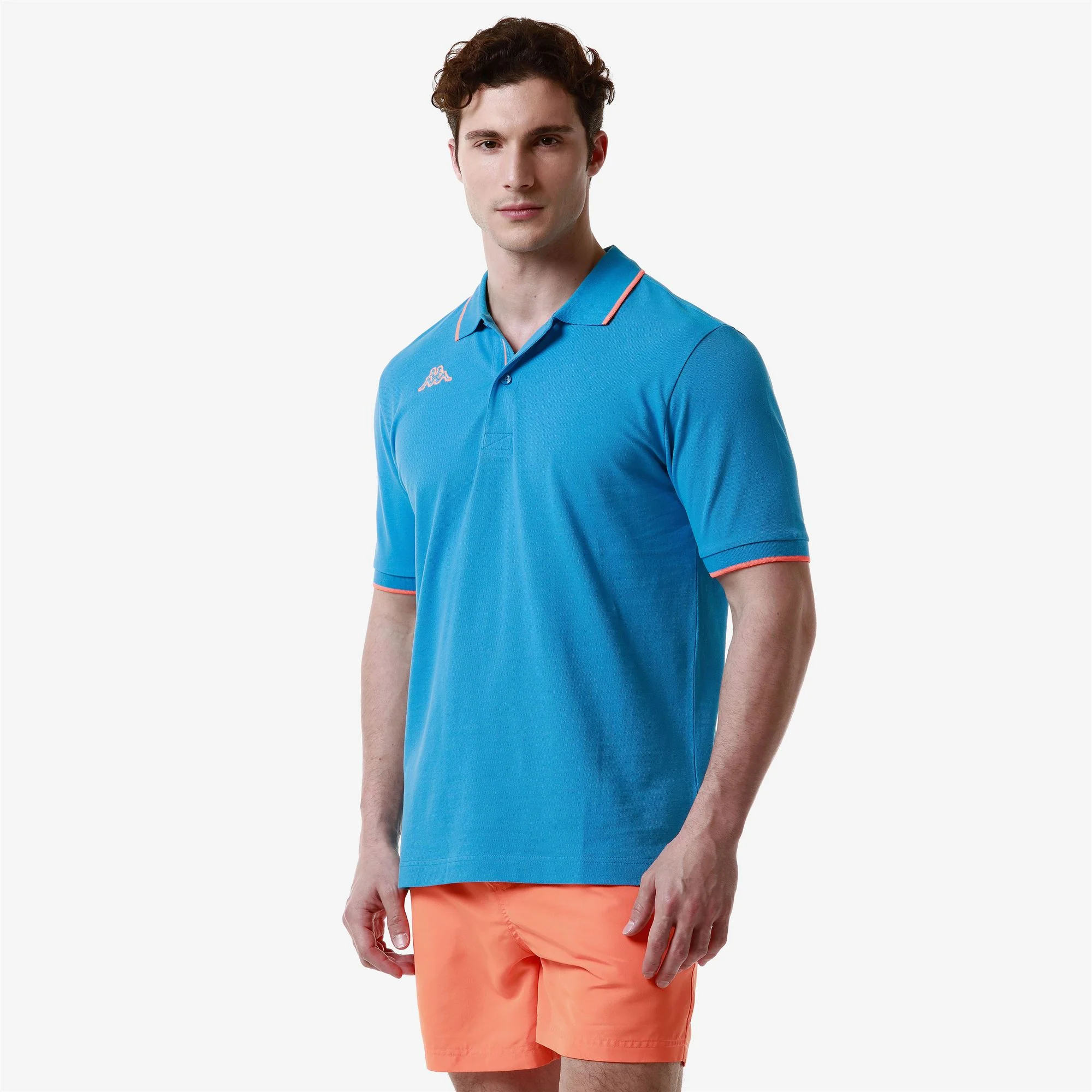LOGO  FLU - Polo Shirts - Polo - Man - BLUE MALIBU-NEON ORANGE - Image 5