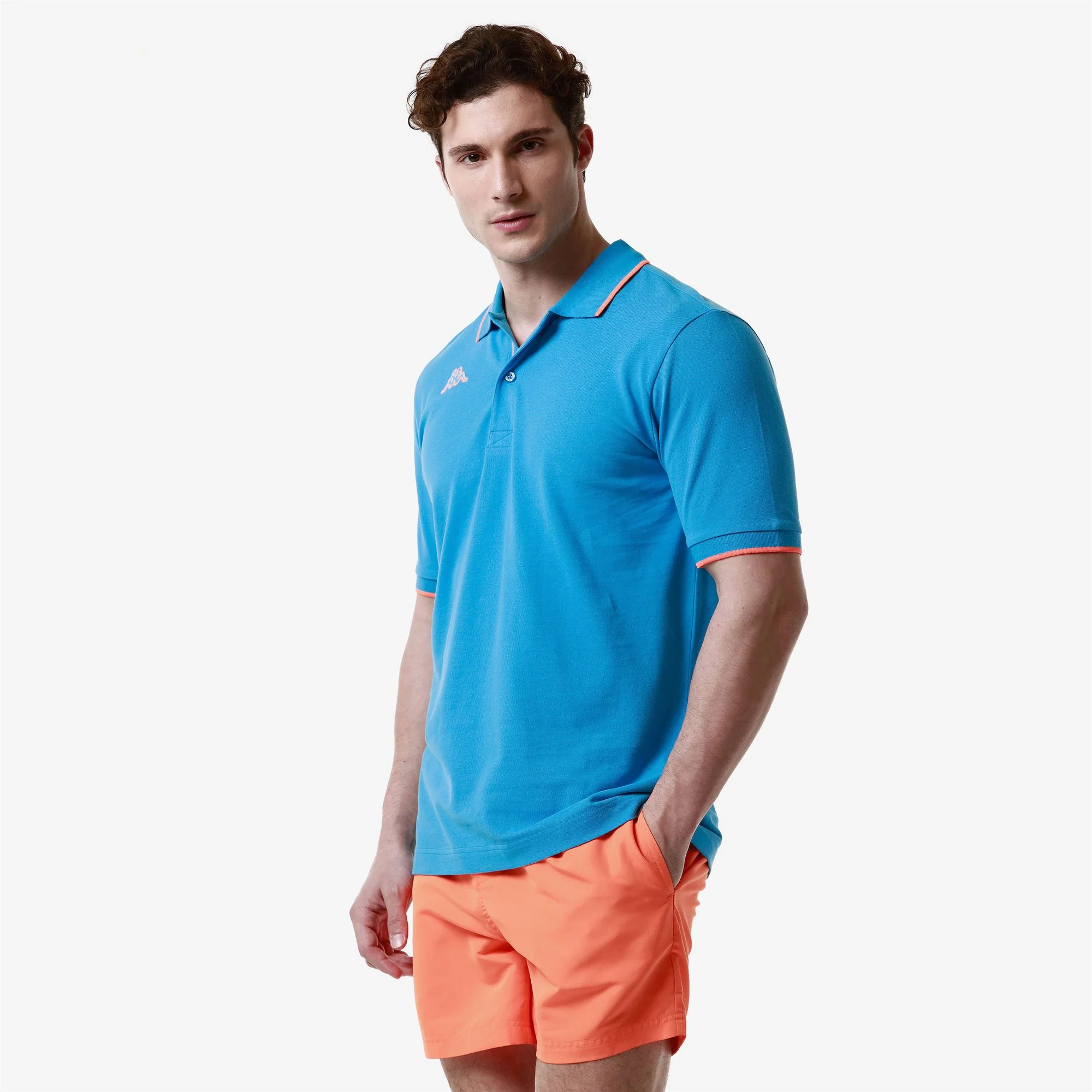 LOGO  FLU - Polo Shirts - Polo - Man - BLUE MALIBU-NEON ORANGE - Image 6