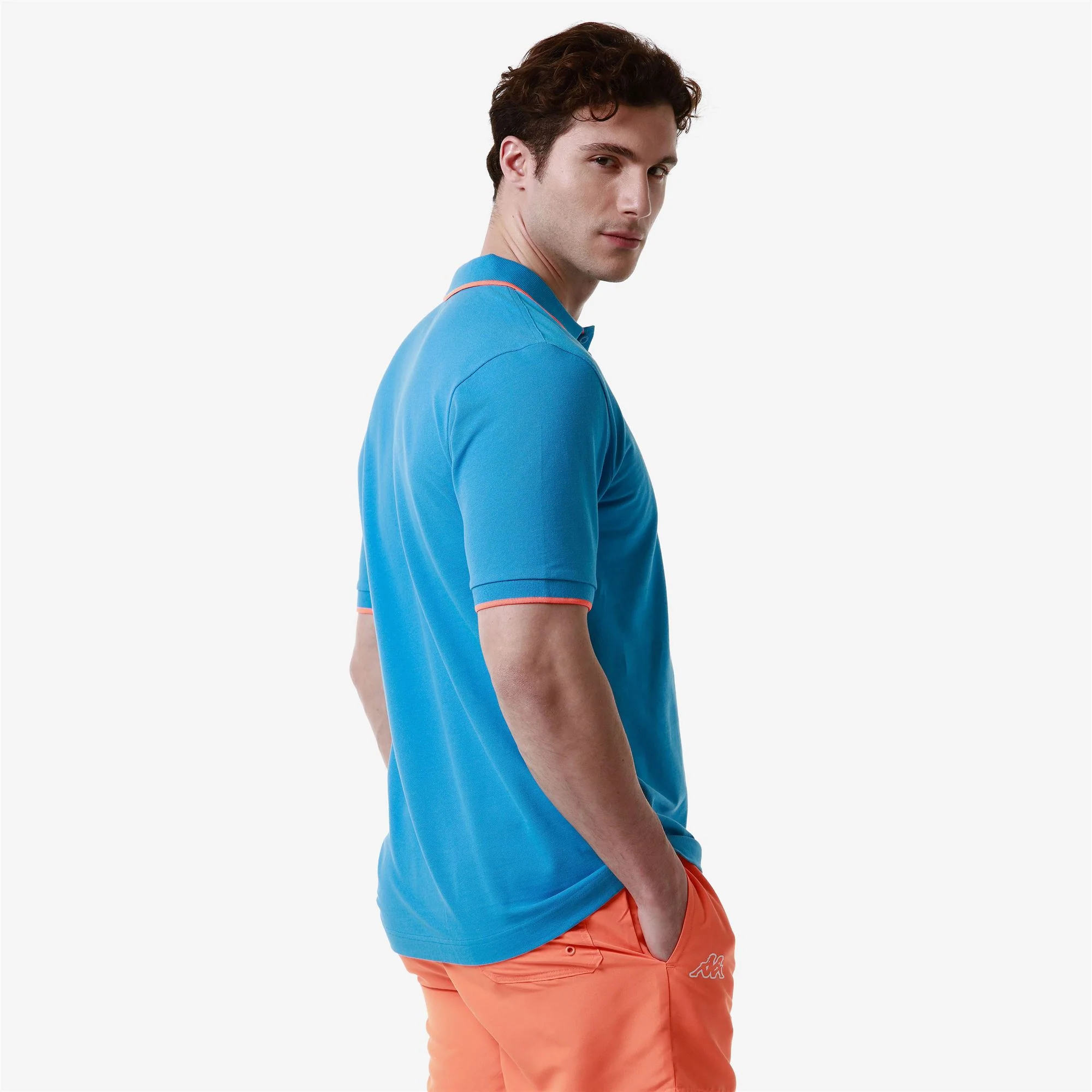 LOGO  FLU - Polo Shirts - Polo - Man - BLUE MALIBU-NEON ORANGE - Image 7